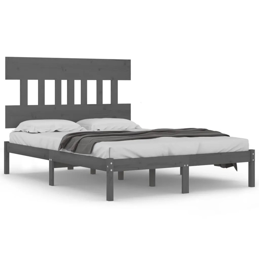 vidaXL Massivholzbett aus Kiefer in Grau, B/T: 200 x 200 cm - Bild 2