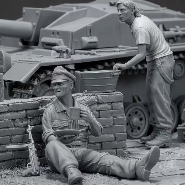 BAANFU Historische Miniszenen-Soldaten, Modellbausatz, 1/35 Maßstab, 2 Personen, Harz, unbemalt - Bild 1