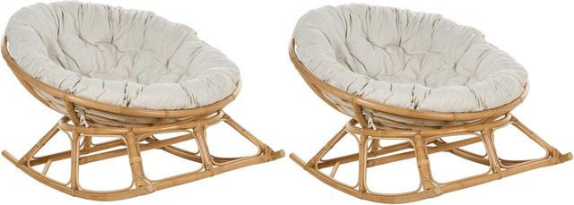 Beliani Schaukelstuhl aus Rattan in Beige im Boho-Design, B/T/H: 108 x 110 x 72 cm - Bild 1
