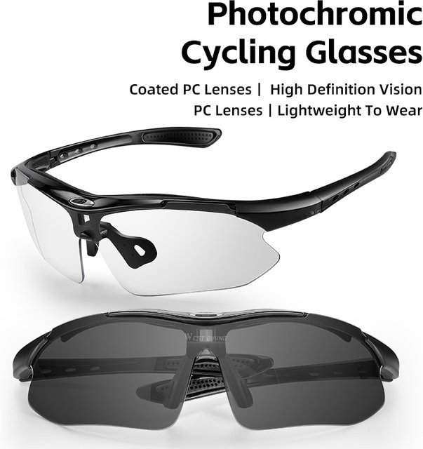 WEST BIKING Sportsonnenbrille, black, Kunststoff, Photochrom - Bild 1