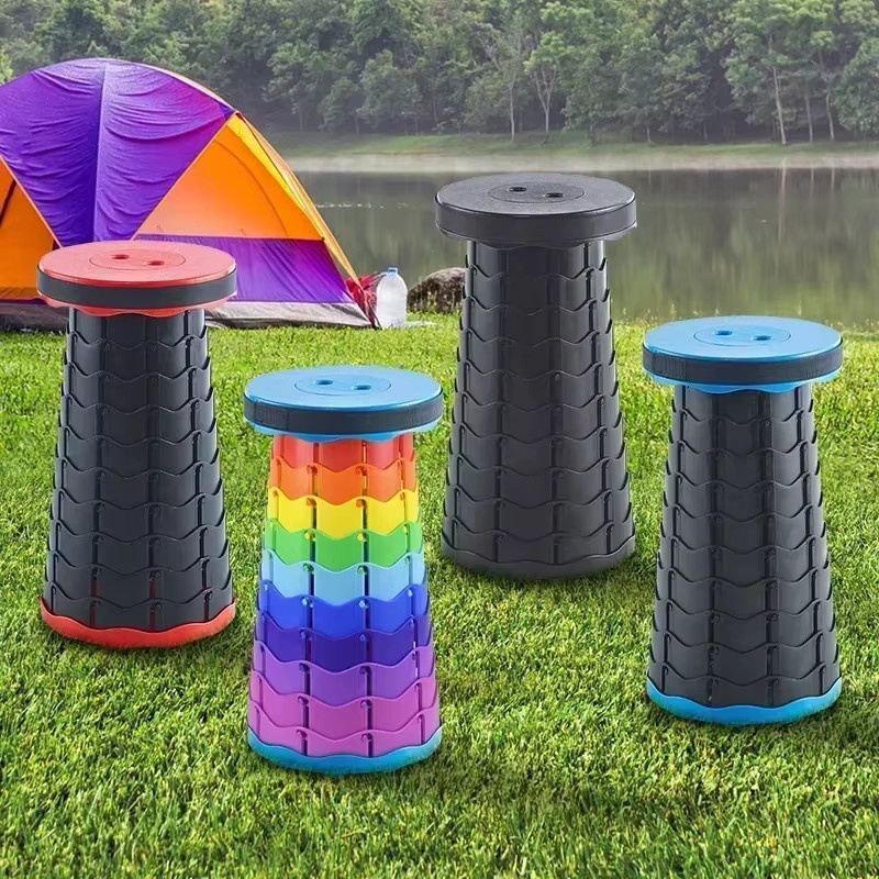 TINSOL Tragbarer Teleskophocker aus Kunststoff in Blau mit Tragetasche für Outdoor, Camping und Angeln - Bild 2