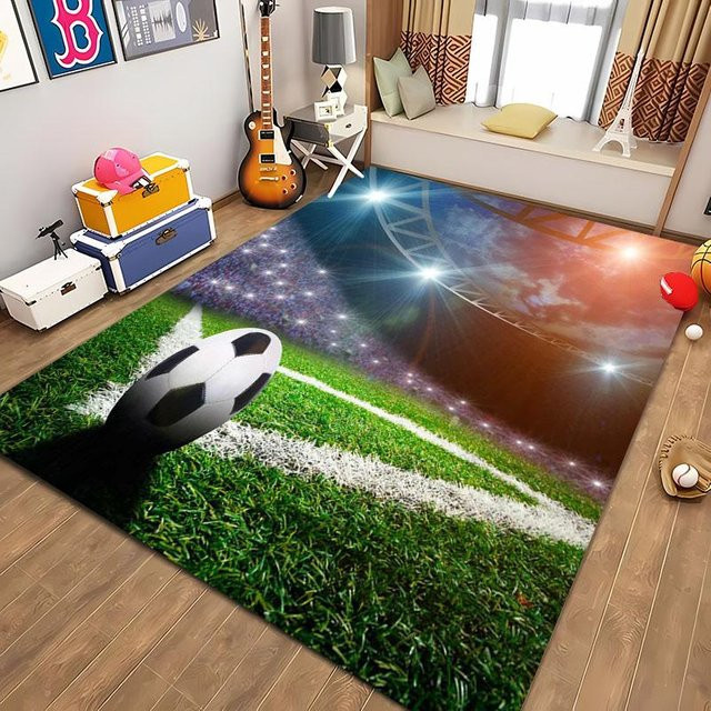 Karpetti Fußball Teppich für Kinderzimmer und Wohnzimmer, Mehrfarbig, B/T: 80 x 140 cm - Bild 1