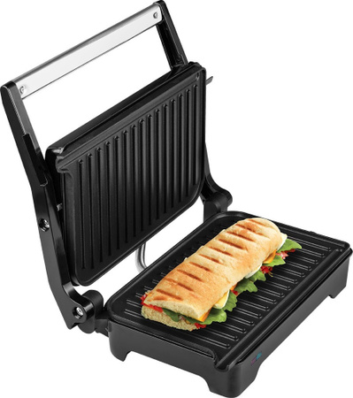 ECG S 2070 Panini Maker Mini Grill mit 1200 W und automatischer Temperaturregelung, Grillplatten B/T: 26,0 x 16,5 cm