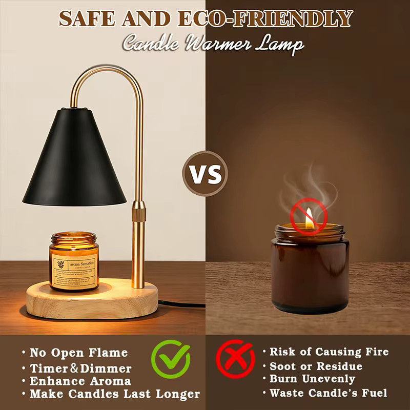 RUNTOIN Kerzenwärmer-Lampe in Schwarz, einstellbarer Wachsschmelzer aus Metall für die Küchenarbeitsplatte, modernes Design mit Dimmer und warmweißem Licht - Bild 2