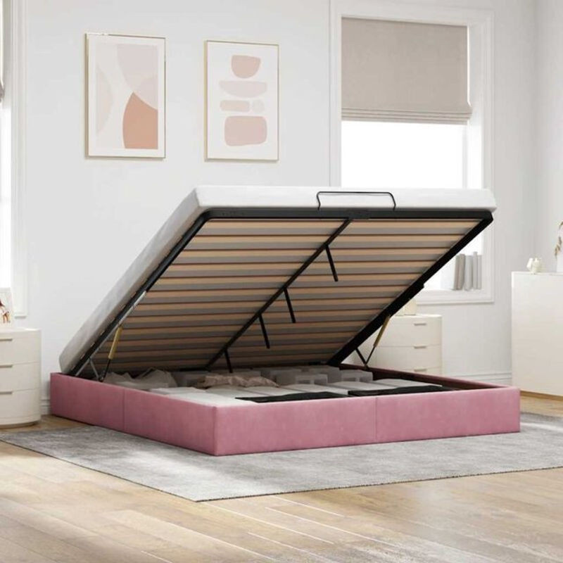 Vidaxl Ottoman Polsterbett aus Samt in Rosa ohne Matratze B/T/H: 200 x 200 x 203 cm - Bild 1
