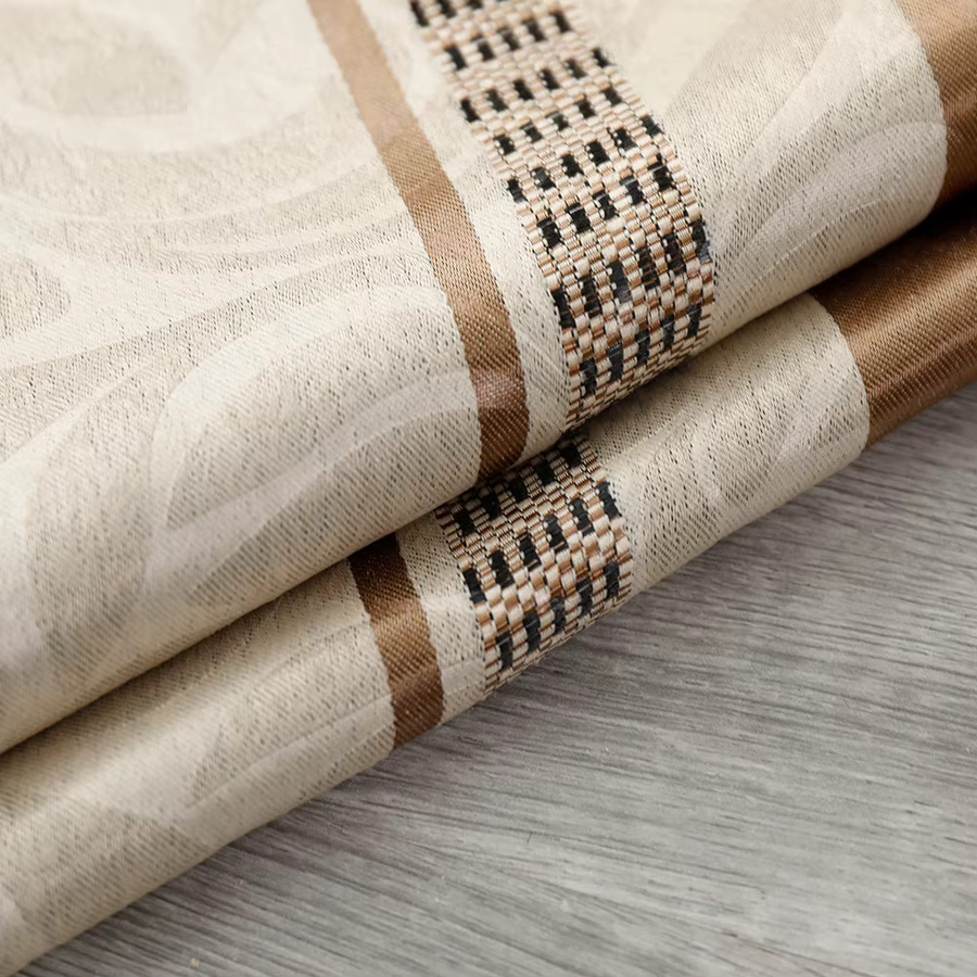 LEEJOOM Jacquard Vorhang mit Streifenmuster in Gold und Braun, Luxus Fensterdekoration für Wohnzimmer und Schlafzimmer, Breite: 100 cm, Höhe: 130 cm - Bild 4