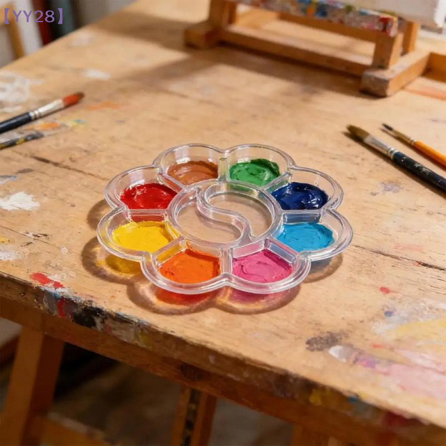 20 Stück Einweg-Farbpalette aus transparentem Kunststoff, geteilte Farbmischpalette für Künstler und Studenten, YY28 - Bild 1