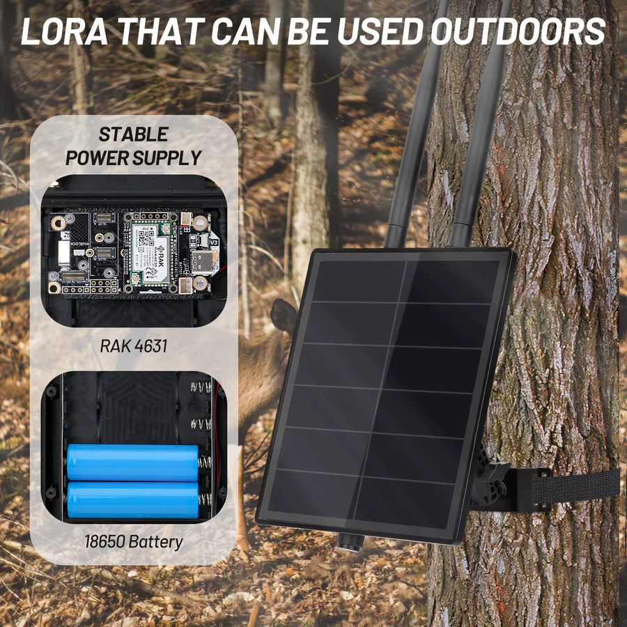 KEEPTEEN D5L Solarbetriebener LoRa Meshcore Node Repeater RAK4631 RAK19007 Wasserdichter Mesh-Funk Repeater mit Antenne in Schwarz - Bild 2