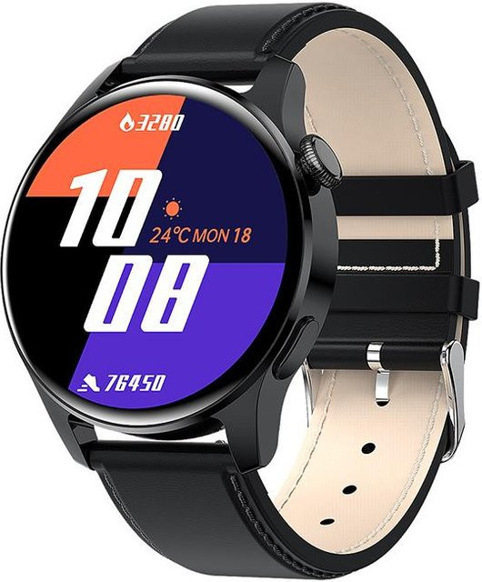 LIGE Smartwatch, Leder, Schwarz, Herren - Bild 1