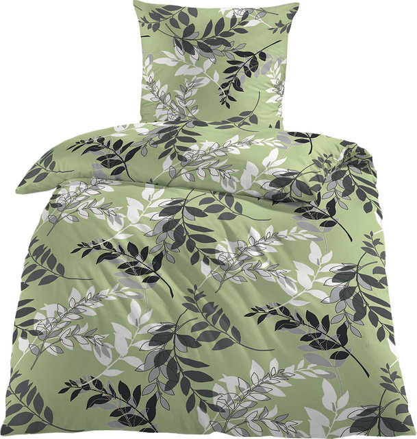 Dreamtex Aloe-Vera Jersey Bettwäsche aus 100% Baumwolle, grün, kariert, B/H: 135 x 200 cm mit 80 x 80 cm Kissenbezug - Bild 1