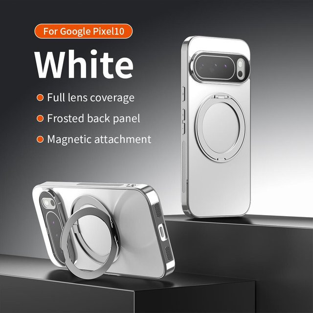 HQBBRO Magnetische Handyhülle mit 360 Grad drehbarem Ständer für Google Pixel 10 Pro XL, 9A, 9, 8, 8A in Silber - Bild 1