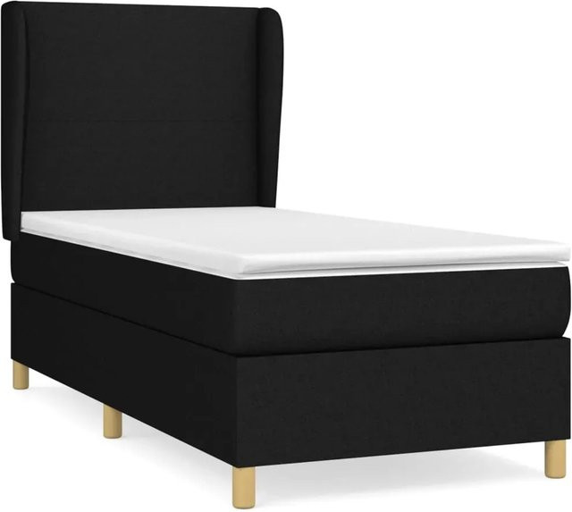 vidaXL Boxspringbett Hybrid mit Matratze und Taschenfederkern, Schwarz, B/T: 100 x 200 cm - Bild 1