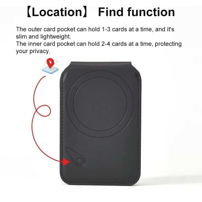 Luxuglow MagSafe Geldbörse für iPhone 17 in Schwarz mit Find-My-Funktion und magnetischem Ständer - Bild 2
