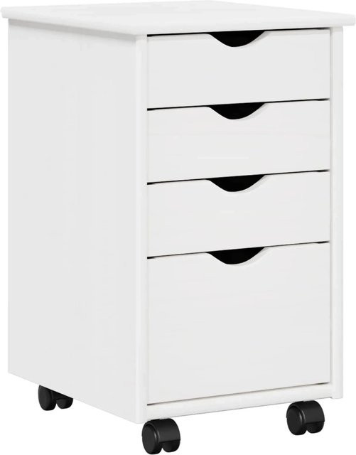 vidaXL Rollschrank aus massivem Kiefernholz in Weiß mit Rollen, B/T/H: 34 x 39 x 56 cm - Bild 1