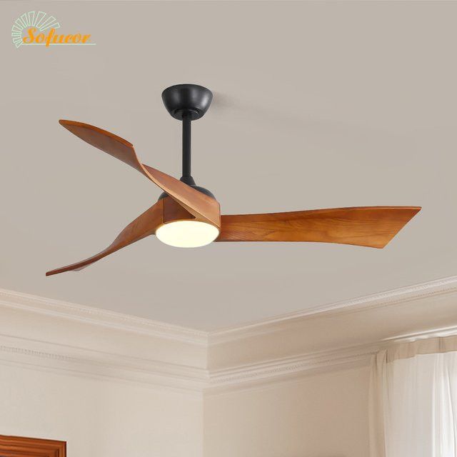 Sofucor Nordischer Deckenventilator mit integrierter LED-DC-Beleuchtung und Fernbedienung, 52 Zoll - Bild 1