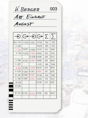 BÜRK Stempelkarte kodiert für Zeiterfassungsgerät K675/K975, 200 Stück, weiß - Bild 1