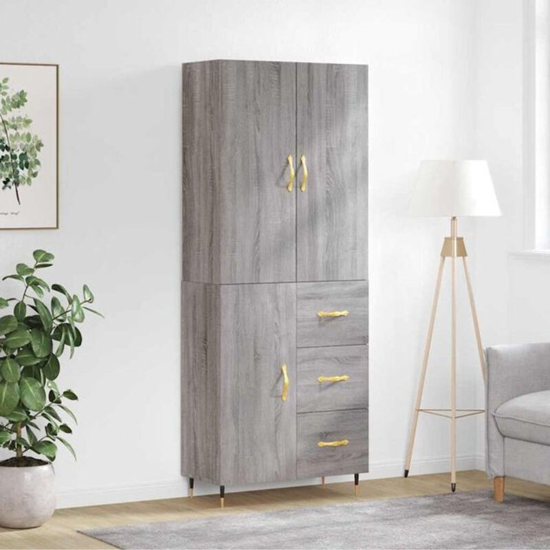 Vidaxl Highboard Modern in Grau aus Holzwerkstoff und Metall, B/T/H: 69,5 x 34 x 180 cm - Bild 1