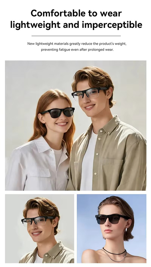 Lenovo Kabellose KI-Smart-Brille mit Touch-Steuerung und Bluetooth in Schwarz Transparent - Bild 4