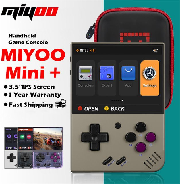 MIYOO Mini Plus Handheld-Spielkonsole mit 3,5 Zoll IPS-Bildschirm in Grau für Retro-Gaming - Bild 1