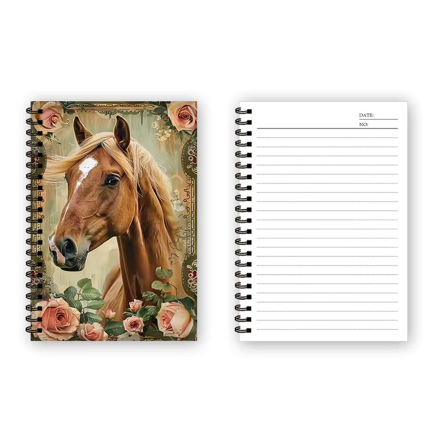 Notizbuch und Tagebuch mit Pferde & Blumen Motiv, Multicolour, Linierte Seiten, Flexcover - Bild 3
