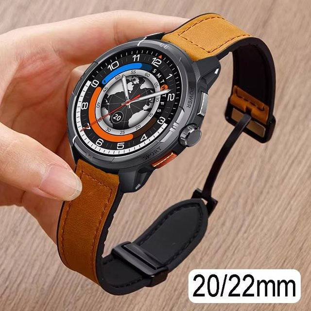 Haylou Uhrenarmband Leder, Silikon, Schwarz, Unisex, 20 mm, 22 mm - Bild 1