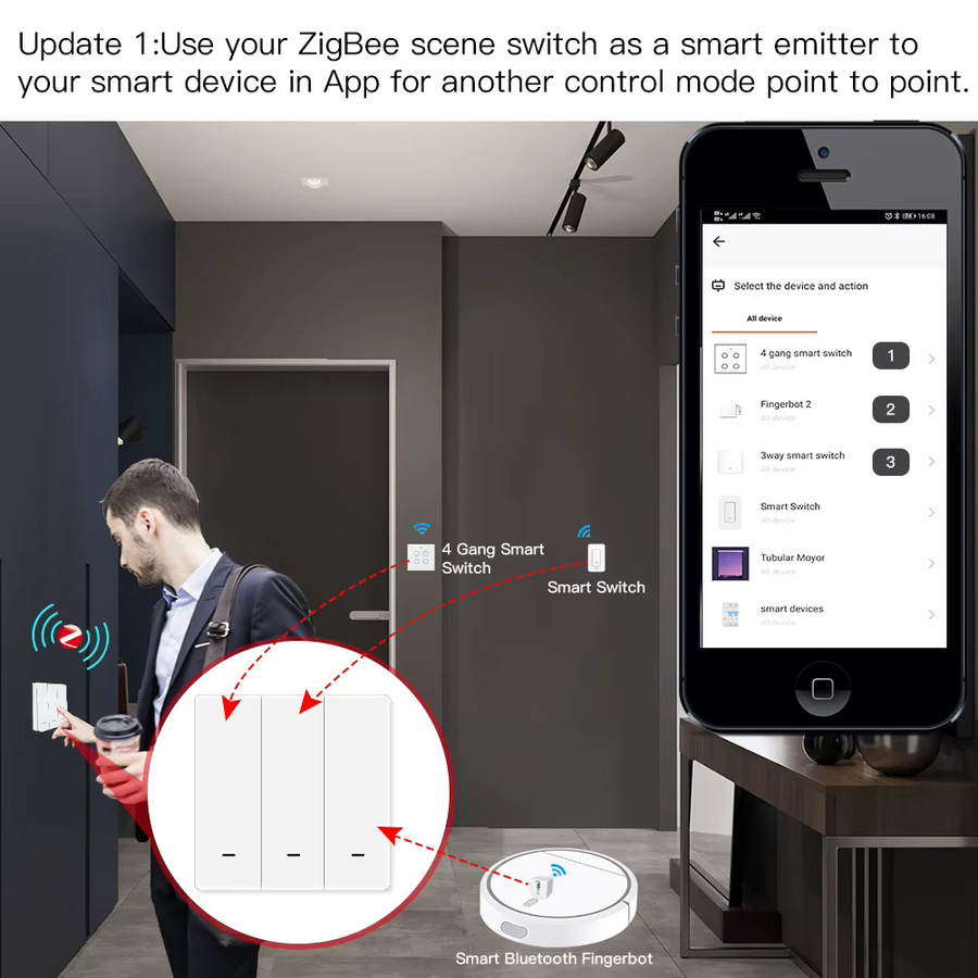 MOES Tuya ZigBee Kabelloser 9-Szenen-Schalter Drucktastenschalter in Weiß für Smart Life App Automatisierung - Bild 3