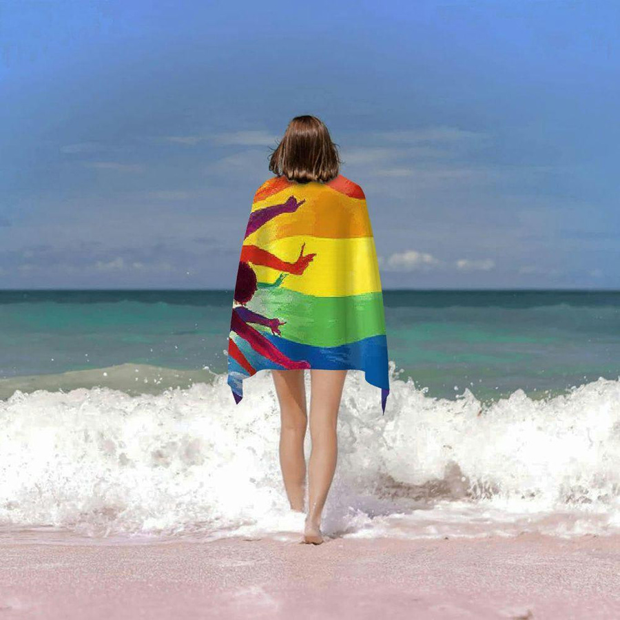 Pride Festival Celebration Strandtuch mit Muster, winddicht und mit Sonnenschutz, B: 40 cm, H: 60 cm - Bild 2