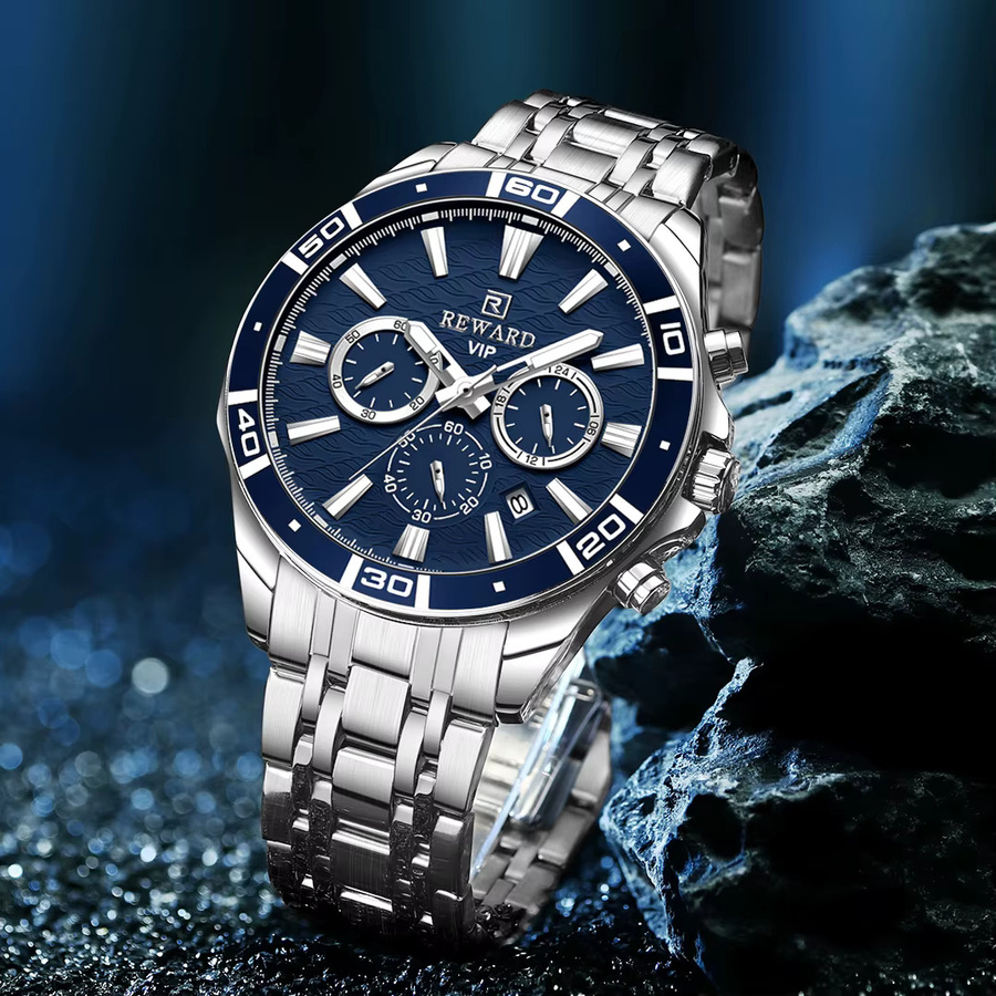 REWARD Chronograph, Quarz, Edelstahl, Blau, Herren - Bild 3