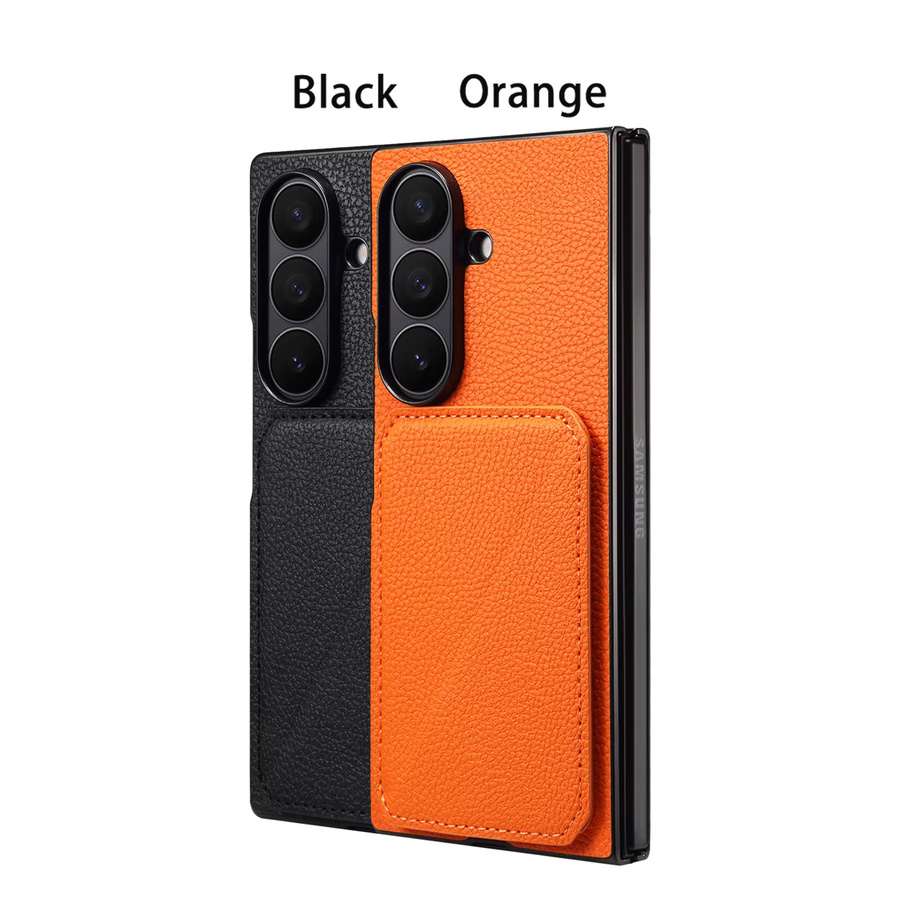 Denior Multifunktionales Kreditkartenetui aus PU-Leder mit Litschi-Muster für Samsung Galaxy Z Fold 7, Z Fold 6 und Z Fold 5 in Schwarz - Bild 2