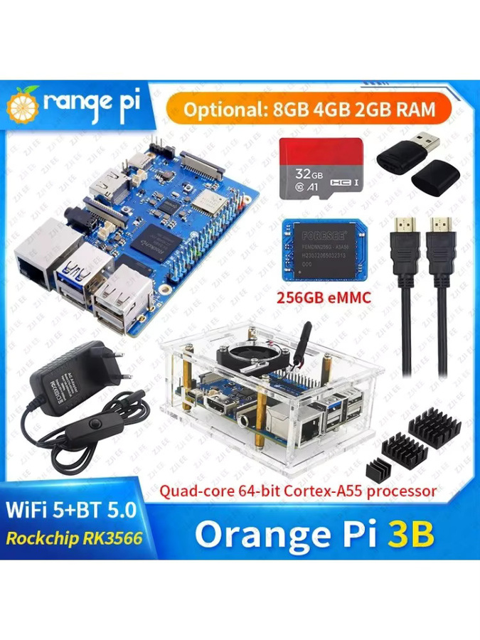 Orange Pi 3B Einplatinen-Computer mit Rockchip RK3566, WiFi 5, Bluetooth 5.0 und Gigabit LAN für Android, Linux und OpenHarmony OS - Bild 4