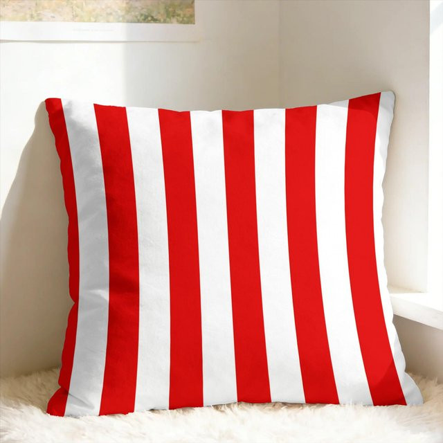 JMG Clothing Kissenhülle rot-weiß gestreift aus Baumwoll-Polyester-Mischung, B/B: 45 x 45 cm - Bild 1