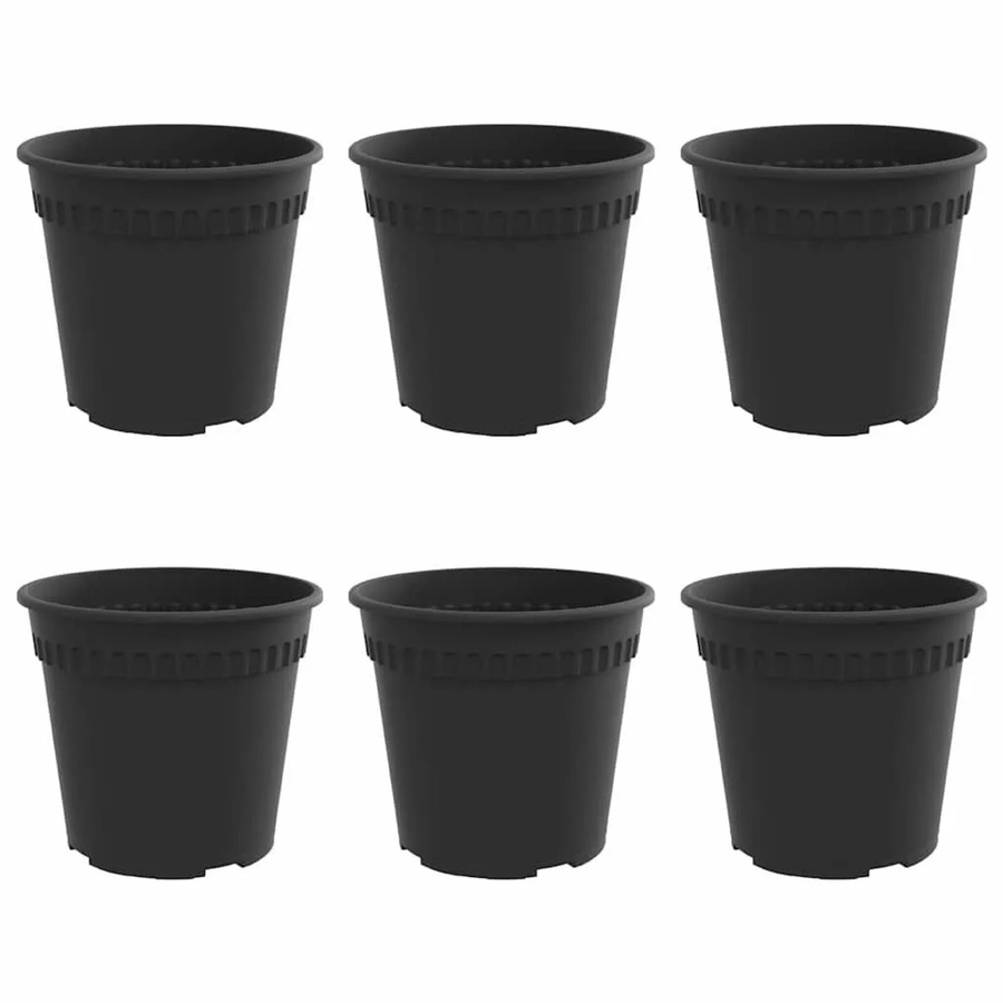 6er Set runde Blumentöpfe von vidaXL aus Kunststoff in Schwarz, Durchmesser: 19 cm, Höhe: 16 cm - Bild 2