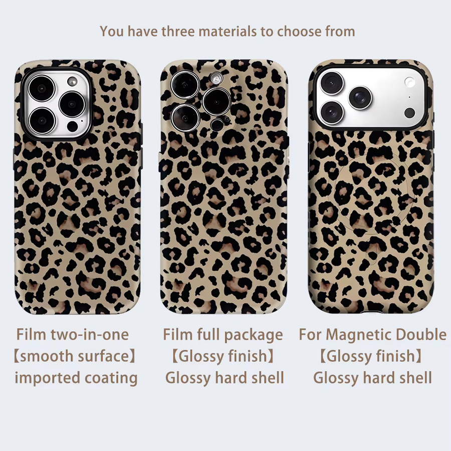 Robuste iPhone Hülle mit Leopardenmuster von Potdemiel, magnetisch, Mehrschicht-Schutz, Multicolour - Bild 2