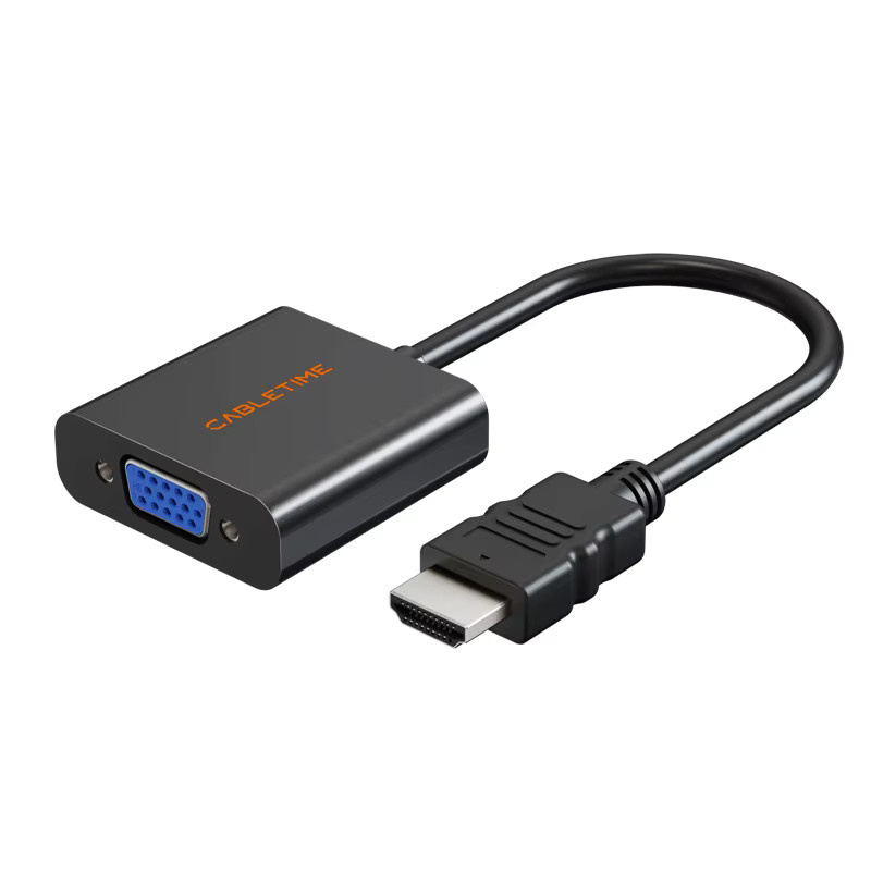 CABLETIME HDMI auf VGA Videokonverter Adapter in Schwarz für Full HD 1080p zur Verbindung von Laptop, PC oder Tablet mit TV oder Monitor - Bild 7