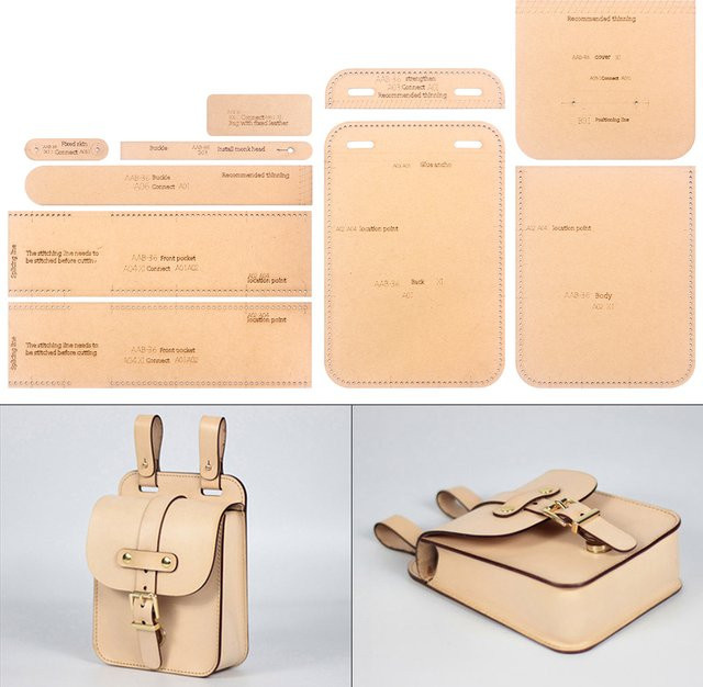 QJH DIY-Lederhandwerk Nähschablone aus Kraftpapier für Hüfttaschen und Geldbörsen in Beige - Bild 1