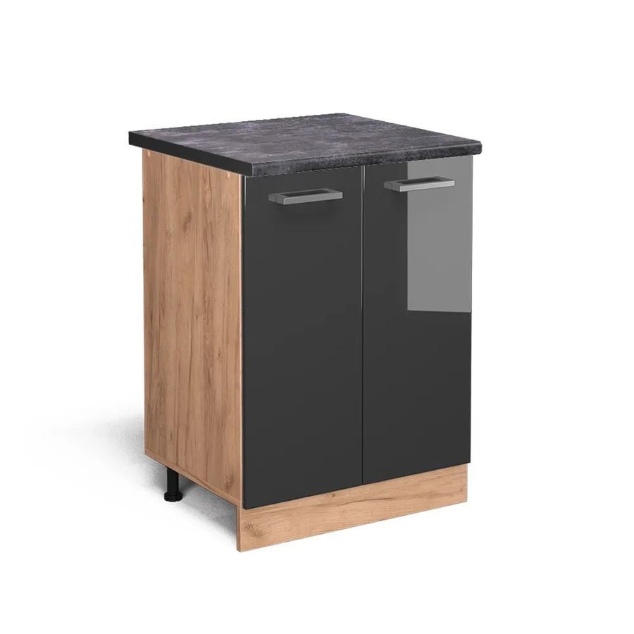 Vicco Küchenunterschrank R-Line Anthrazit Hochglanz und Goldkraft Eiche, B/T/H: 60 x 60 x 81,6 cm - Bild 2
