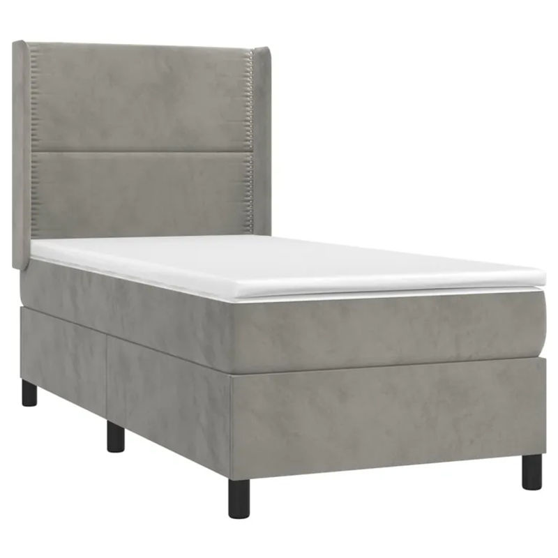 Vidaxl Kontinentalbett mit Matratze und LED in Grau aus Samt, B/T: 100 x 200 cm - Bild 2