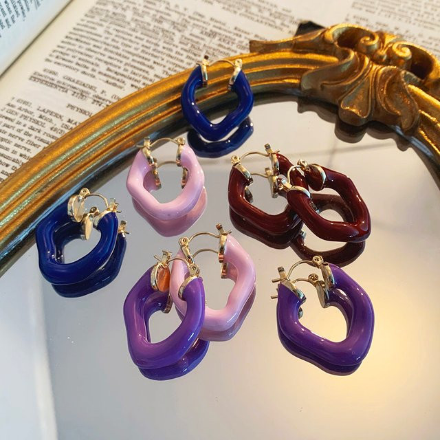 Erpels Creolen, Emaille, bunt, vergoldet, Messing, Damen - Bild 1
