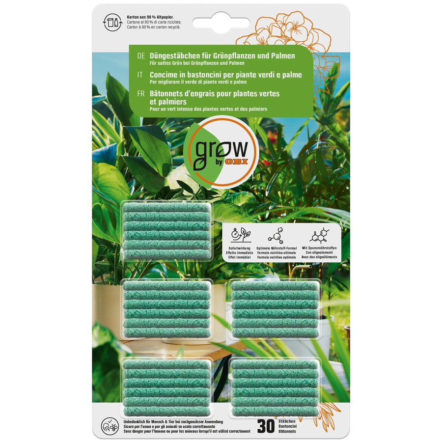 GROW by OBI Düngestäbchen für Grünpflanzen und Palmen, 30 Stück - Bild 2