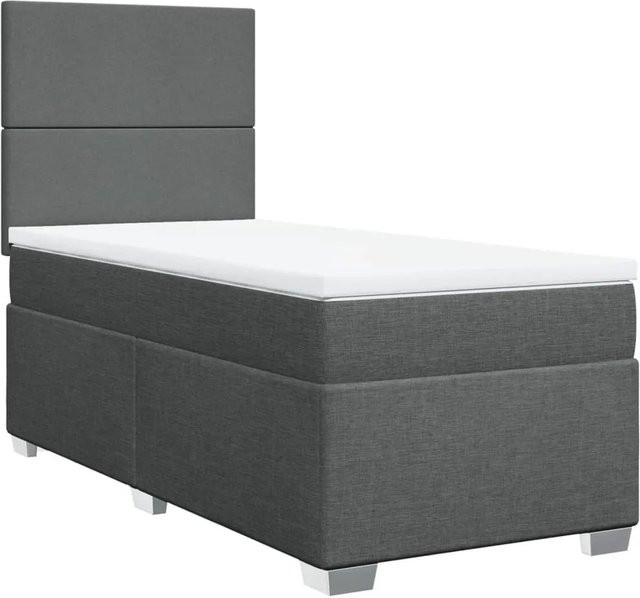 vidaXL Boxspringbett mit Matratze Hybrid Dunkelgrau B: 90 cm, T: 190 cm - Bild 1