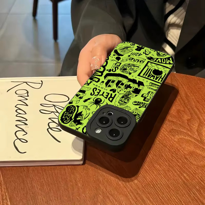 Grüne Silikon-Handyhülle mit Fluor-Design für iPhone 15 14 13 12 11 Pro Max XS XR 7 8 Plus, stoßfeste weiche Schutzhülle - Bild 3