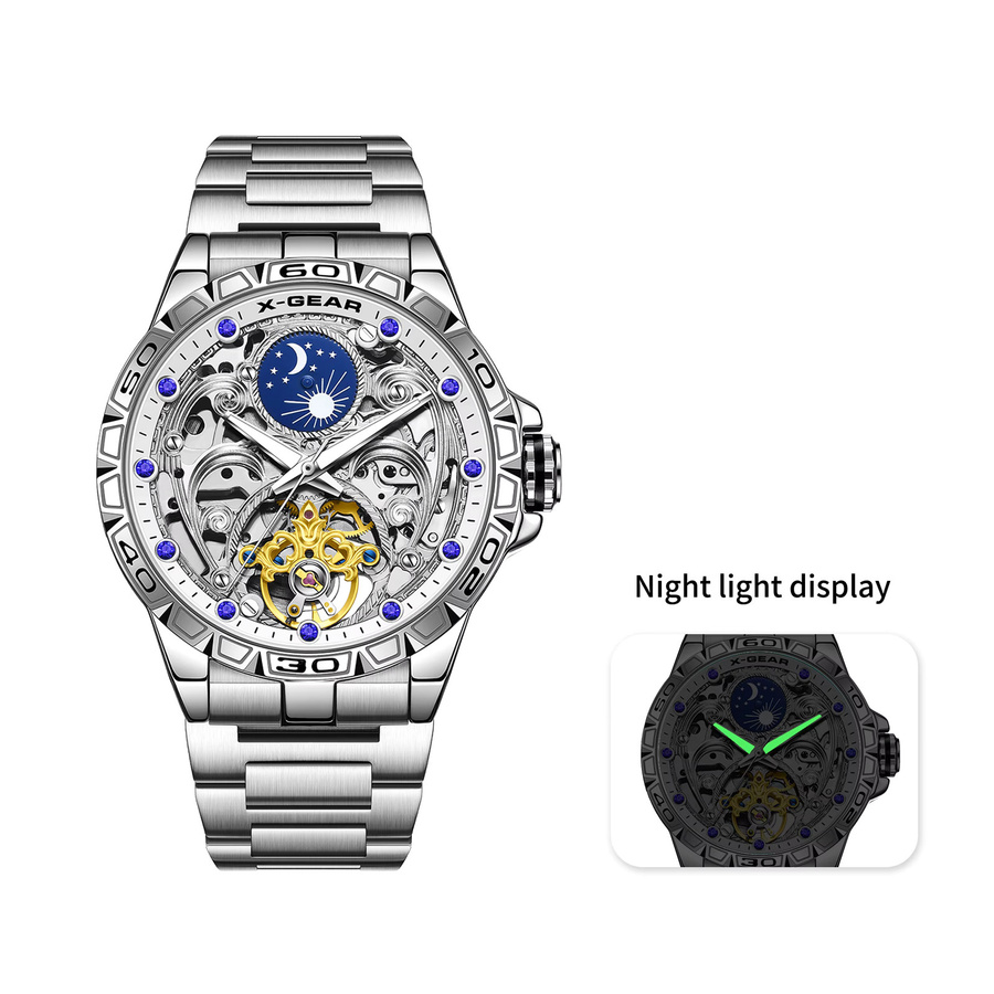 X-GEAR Armbanduhr Automatik, Edelstahl, Silber, Herren - Bild 7