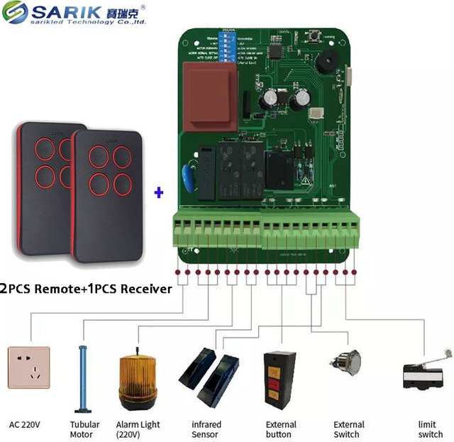 SARIK Drahtloser Garagentor-Controller mit 433 MHz RF-Empfänger und Sender für Rolltore und Röhrenmotoren - Bild 1