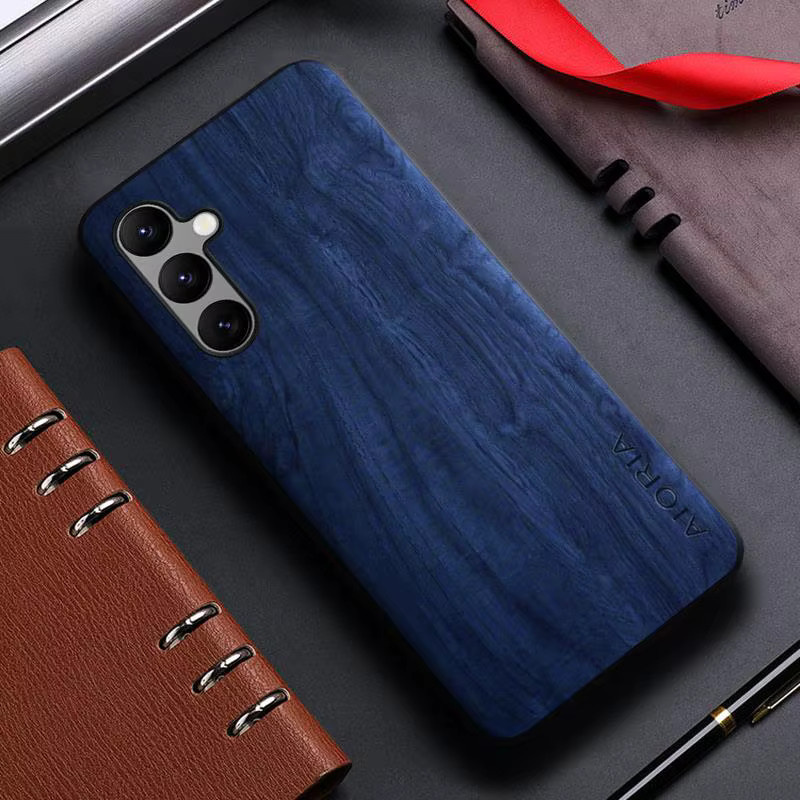 Samsung Galaxy Ledertasche mit Bambusholzmuster in Schwarz für verschiedene Modelle (A55 A73 A72 A71 A70 A42 A41 A40 A34 A33 A32 A31 A30 A24 A22 A21 A12 5G) - Bild 1