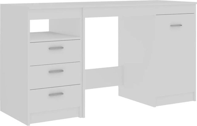 vidaXL Schreibtisch mit Schrank in Weiß aus Holzwerkstoff B/T/H: 140 x 50 x 76 cm - Bild 1