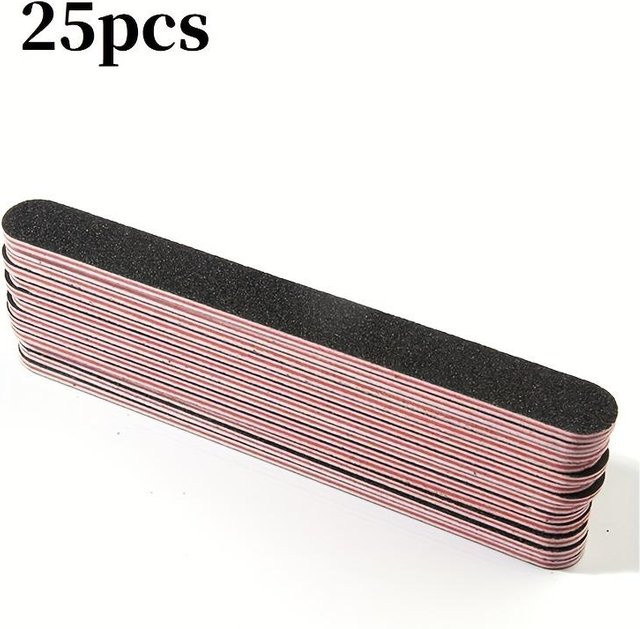 Professionelle doppelseitige Nagelfeilen, 100/180 Körnung, Schwarz, 25 Stück - Bild 1