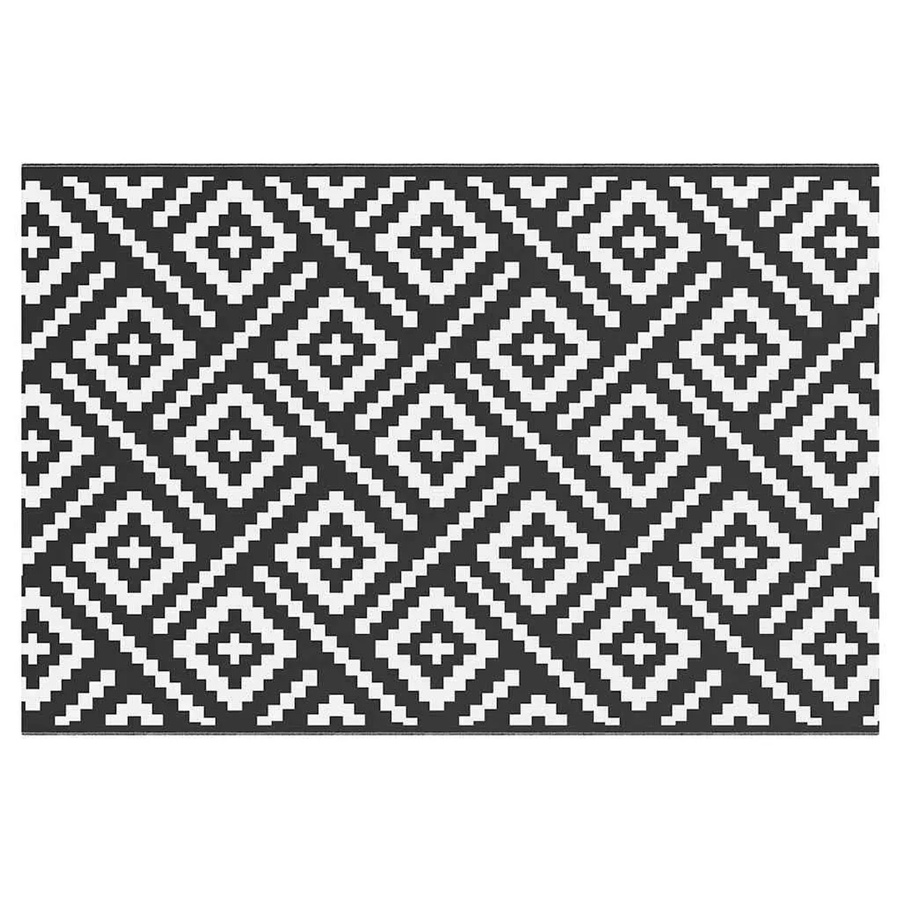 vidaXL Outdoor-Teppich ARAKIL in Weiß und Schwarz aus Polypropylen mit Jacquard-Muster, B/T: 120 x 180 cm - Bild 2