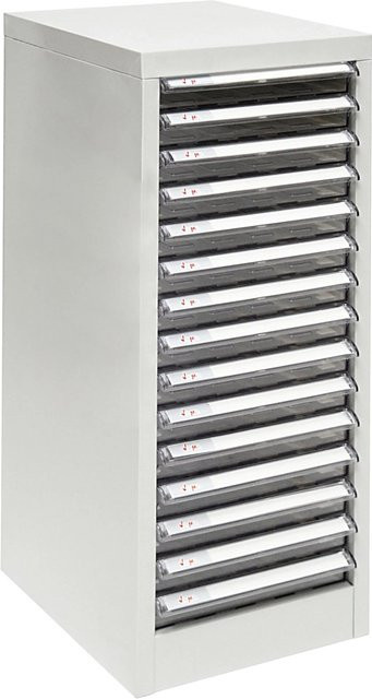 PROREGAL Schubladencontainer Kobra mit 15 Schubladen in Lichtgrau, H x B x T: 74 x 28 x 34 cm - Bild 1