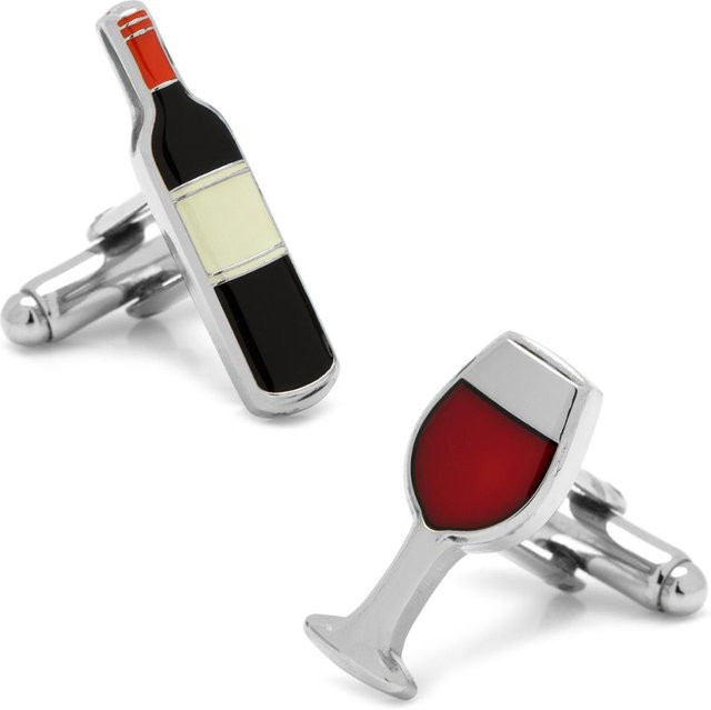 Igame Manschettenknöpfe Messing, Weinflasche Glas, Rot, Herren - Bild 1