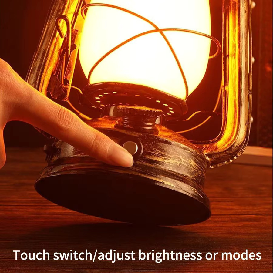 Ammtoo Retro LED Campinglampe, Wiederaufladbare Tragbare Pferdelaterne in Schwarz mit 3 Beleuchtungsmodi und Warmweißem Licht - Bild 2